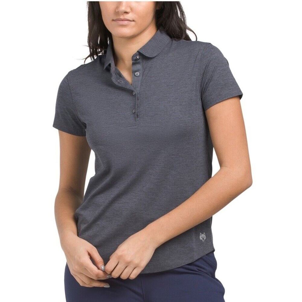 NWT Ladies GREYSON Short Sleeve‎ Scarlet Polo Shirt Dark Grey Heather Women’s S